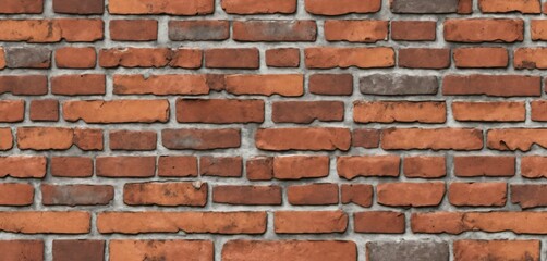 Obraz premium Aged red brick wall with cracks and weathered textures for a seamless texture background. 