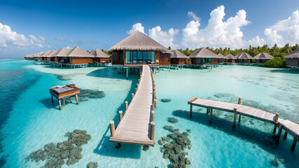 Fototapeta premium A Luxurious Overwater Bungalow in the Maldives with Stunning Ocean Views