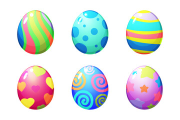 Colorful Easter eggs flat design icons. Vector illustration