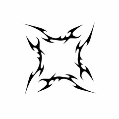 Abstract tribal design vector with sharp, symmetrical curves forming a dynamic square shape. Ideal for tattoo art, logo designs, stickers, and digital illustrations