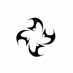 Abstract tribal design vector with sharp, symmetrical curves forming a dynamic circular shape. Ideal for tattoo art, logo designs, stickers, and digital illustrations