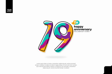 Number 19 logo icon design, 19th birthday logo number, anniversary 19