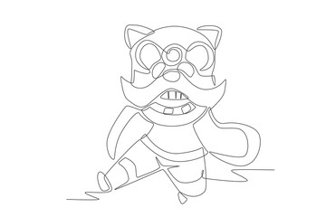 Lion dances concept one-line drawing