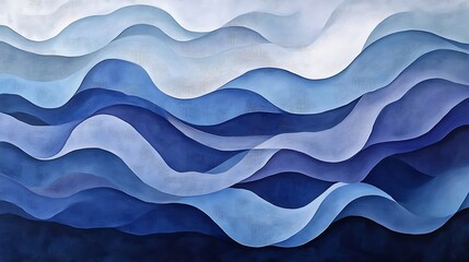Serene Blue Wave Abstract: Layered Hues and Tranquil Mood