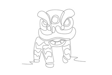 Lion dances concept one-line drawing