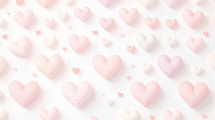 Fototapeta premium Dreamy pastel pink and cream heart pattern design for nursery themes baby shower invitations soft gift wraps Valentine wedding decor craft art