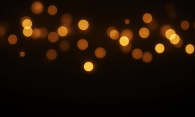Golden bokeh lights glowing softly at night