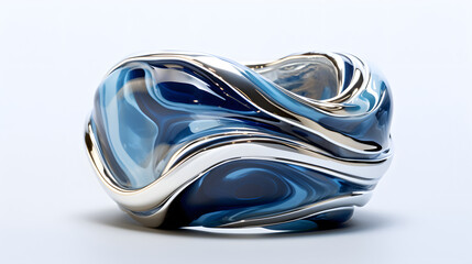 Digital blue silver marble fluid abstract poster web background