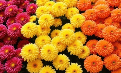 Vibrant blooms of different colors