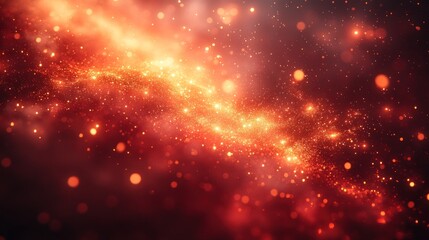 Fiery nebula with swirling dust and glowing particles.