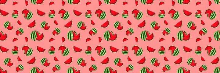 Hand drawn set of designs and patterns. Semi realistic illustrations. Illustrations of watermelon fruit for poster, prints, menu, card or textile