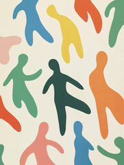 2D Flat Illustration with Bold Lines Showing Expressive Art Figures