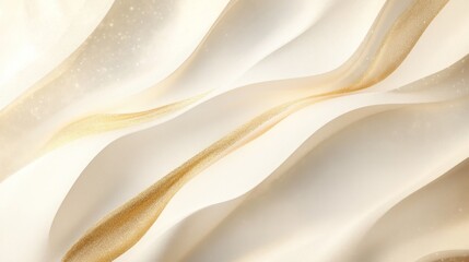 Obraz premium Abstract beige and gold wavy fabric texture background.