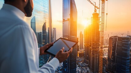 Urban Development: A Construction Sunset View