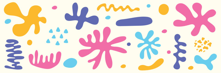 Set of hand drawn organic shapes. Design with abstract elements. Vector illustration