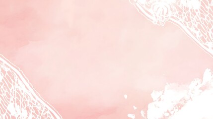 Delicate Pink Watercolor Background With White Lace Design