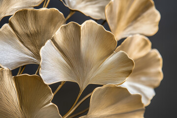 A delicate 3D background composition of leaves, gracefully executed in an elegant, sophisticated design.