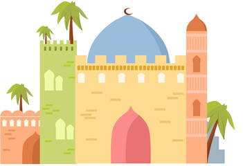 colourful arabic mosque mud stone