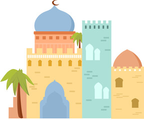 colourful arabic mosque mud stone
