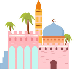 colourful arabic mosque mud stone