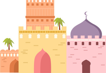 colourful arabic mosque mud stone