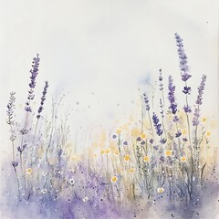 Serene Watercolor Wildflower Field