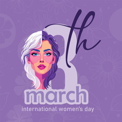 International Women's Day, 8th March. Vector Illustration of Women