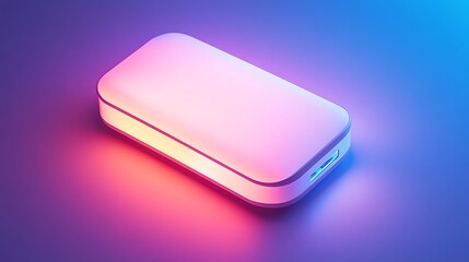 A compact usb power station glowing on a clean minimalist blue and purple gradient