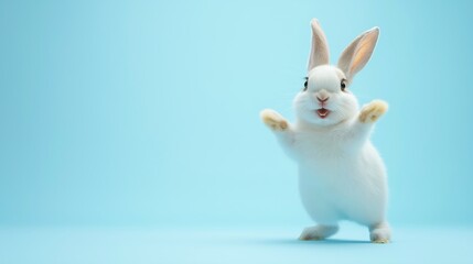 Obraz premium Cheerful rabbit in playful studio setting