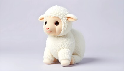 Adorable White Plush Sheep Toy Against a Light Gray Background