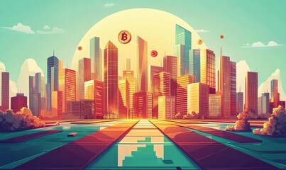 Bitcoin icon, currency and money illustration or models. Finance , business and global economic transaction concept with cartoon style. Crypto, international trade and commercial exchange,GenerativeAI
