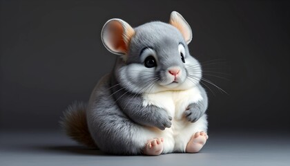 Adorable Gray Chinchilla Sitting, Perfect for Children's Books