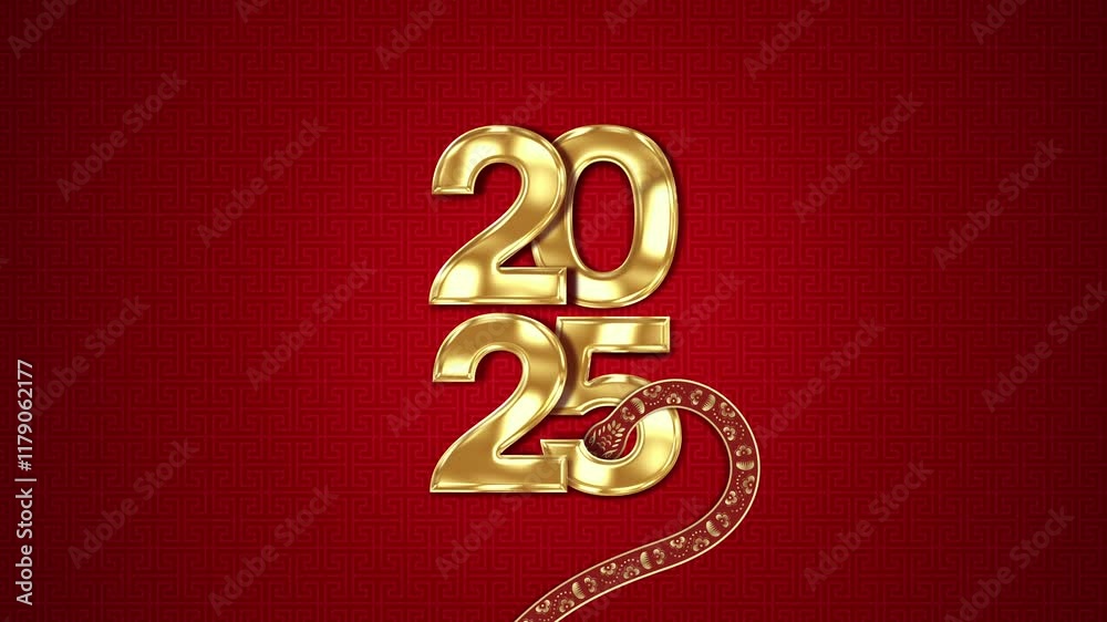 Wall mural 2025 year of the snake chinese new year background with oriental style pattern