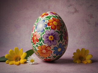 Easter painted eggs on a watercolor background