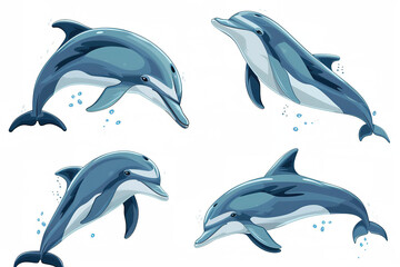 Obraz premium Playful dolphins swimming in a group, dynamic marine wildlife in motion