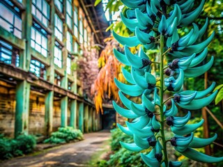 Urban exploration unveils the breathtaking beauty of a rare jade vine, a unique botanical wonder.