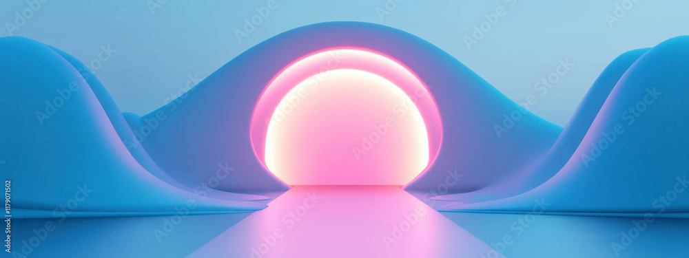 Canvas Prints abstract 3d futuristic background with glowing sphere and soft organic shapes