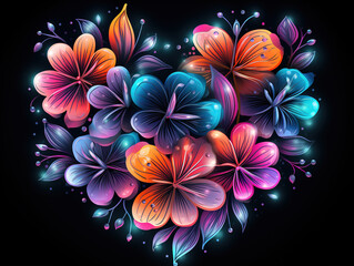 Obraz premium Excellent Rainbow flower heart watercolor