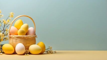 banner with empty space Without Text, Easter theme minimalist yellow background