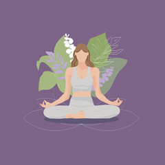 Girl sitting in a yoga pose 