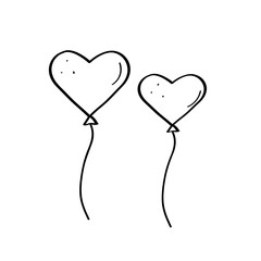 Balloon heart shaped doodle icon. Vector illustration of Valentine's day concept, declaration of love, holiday.