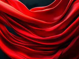 Fototapeta premium Luxurious Red Fabric on Black Background: A Bold and Elegant Design Element