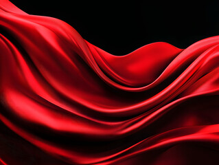 Obraz premium Luxurious Red Fabric on Black Background: A Bold and Elegant Design Element