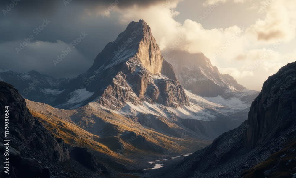 Wall mural Majestic mountain landscape at sunset