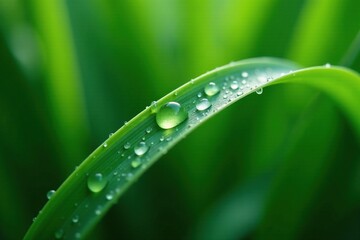 Water droplets clinging to sugar cane leaf delicate, greenery, dew drop,