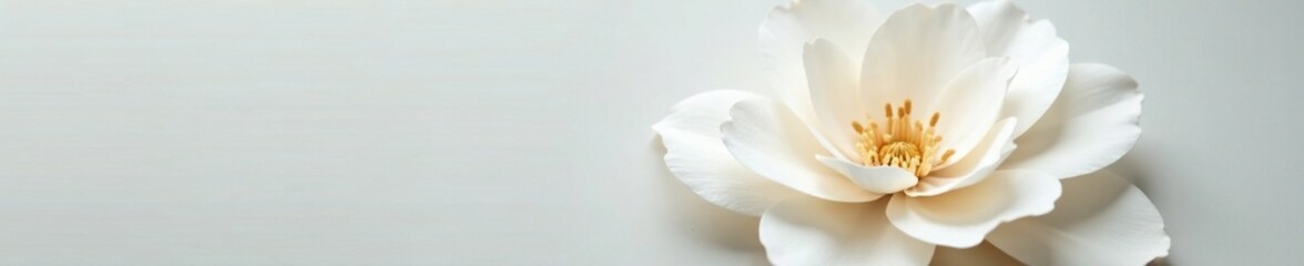 Fototapeta premium A delicate white paper flower with intricate details and soft petals, craft, stationery, art