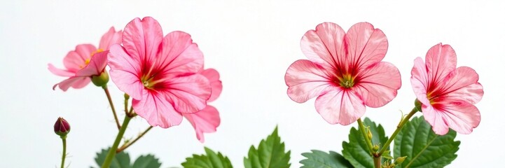 Obraz premium Large geranium plant against white background, flor de campo, planta en flor
