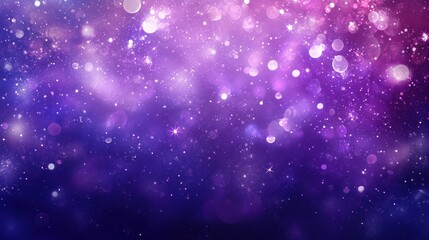 Abstract purple and pink bokeh background with glitter and sparkles.