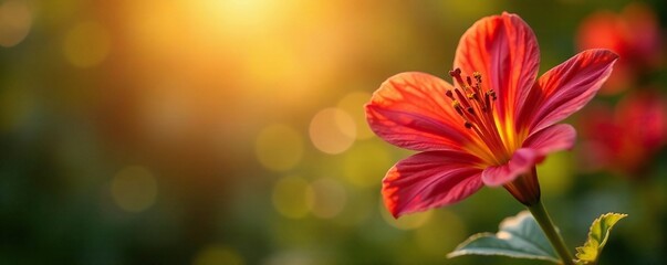 Obraz premium Morning's warmth awakens blooming alstroemeria, serene, warm