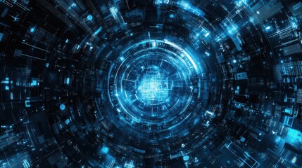 Obraz premium Abstract blue tech background with digital waves cyber quantum computing and electronic global intelligence